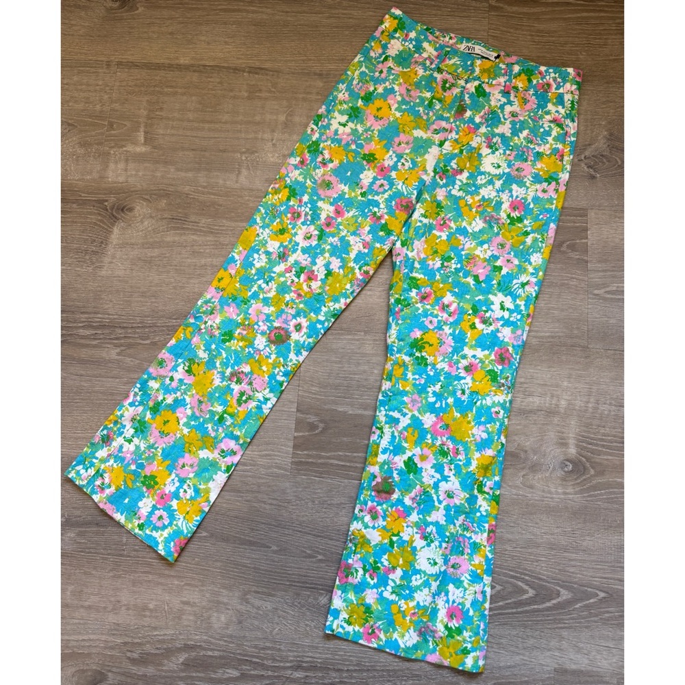 Zara Multicolor Floral Cropped Pants-Size 2-NWT - Picture 2 of 15